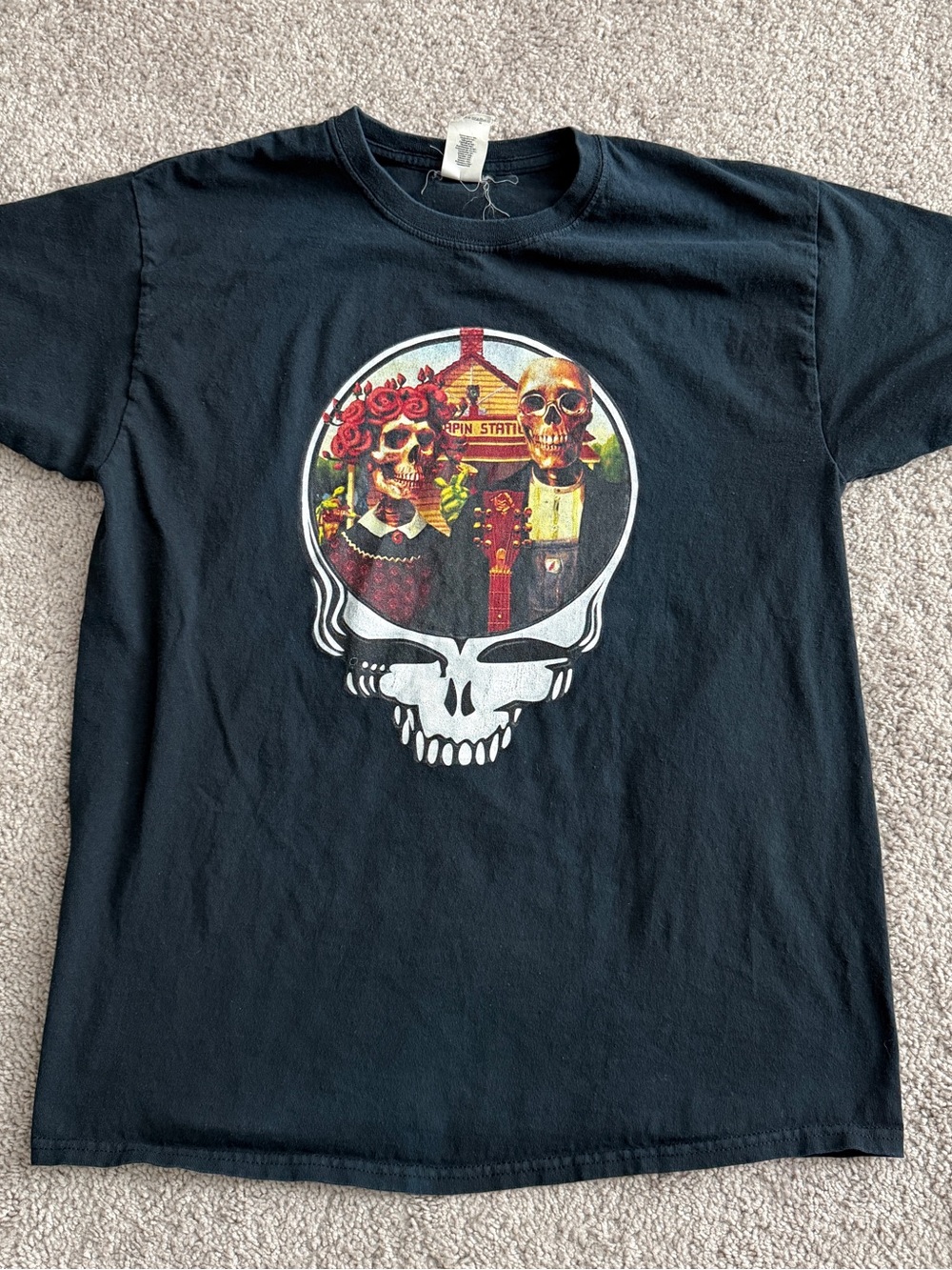Grateful Dead American Gothic Skull T Shirt Large Black 21” x 27”